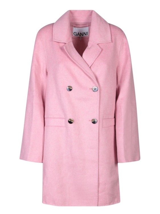 Shop Ganni Pink Midi Coat