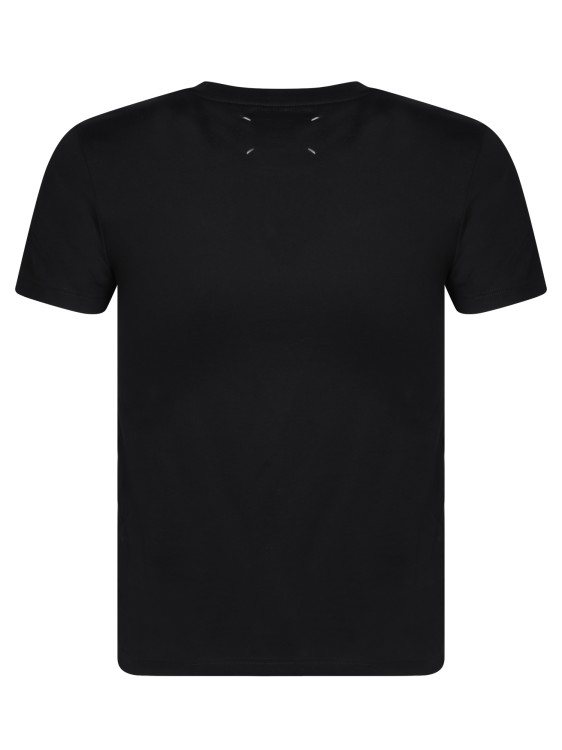 Shop Maison Margiela Black Cotton T-shirt With Signature Logo
