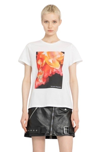 Alexander Mcqueen Print Cotton T-shirt In White