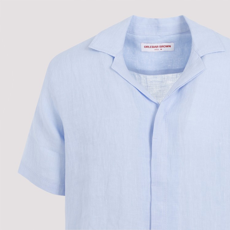 Shop Orlebar Brown Soft Blue Linen Maitan Ii Shirt