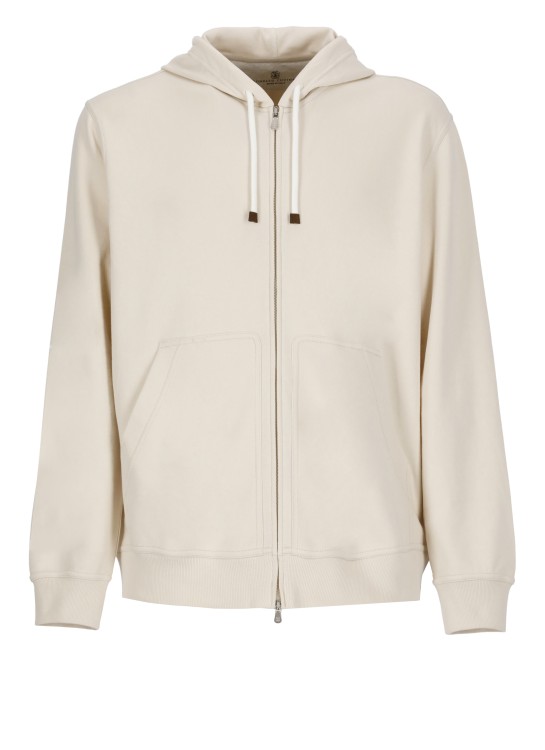 Brunello Cucinelli Sweatshirt With Zip And Hood In Neutral