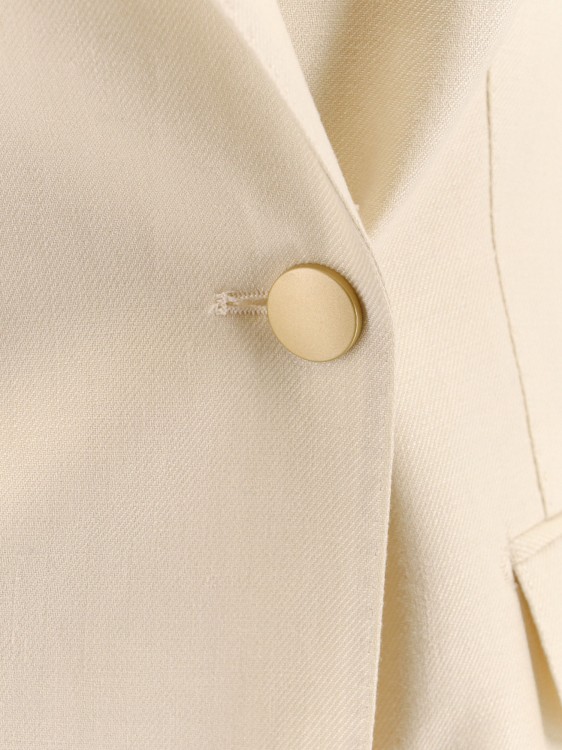 Shop Tagliatore Linen Tailleur With Metal Buttons In Neutrals