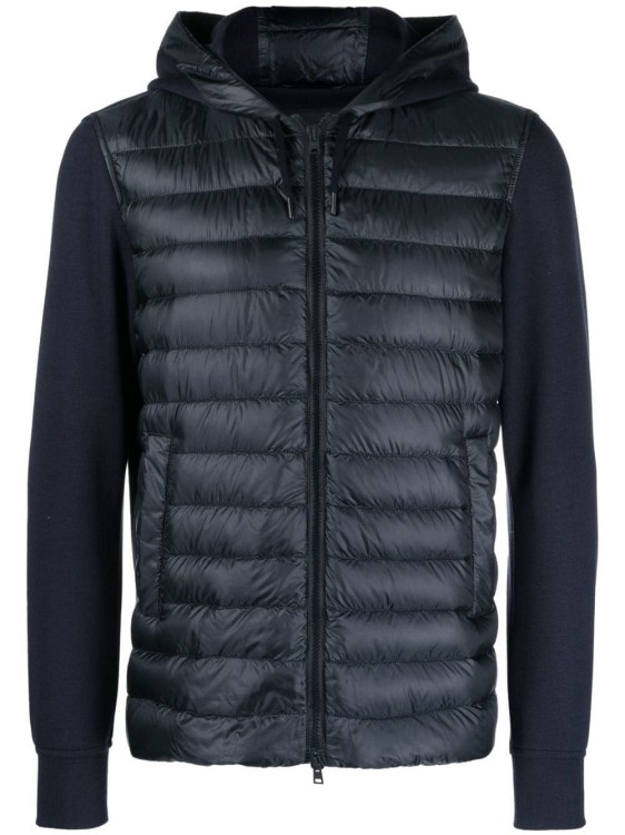 Shop Herno Contrasting-sleeves Padded Jacket In Black