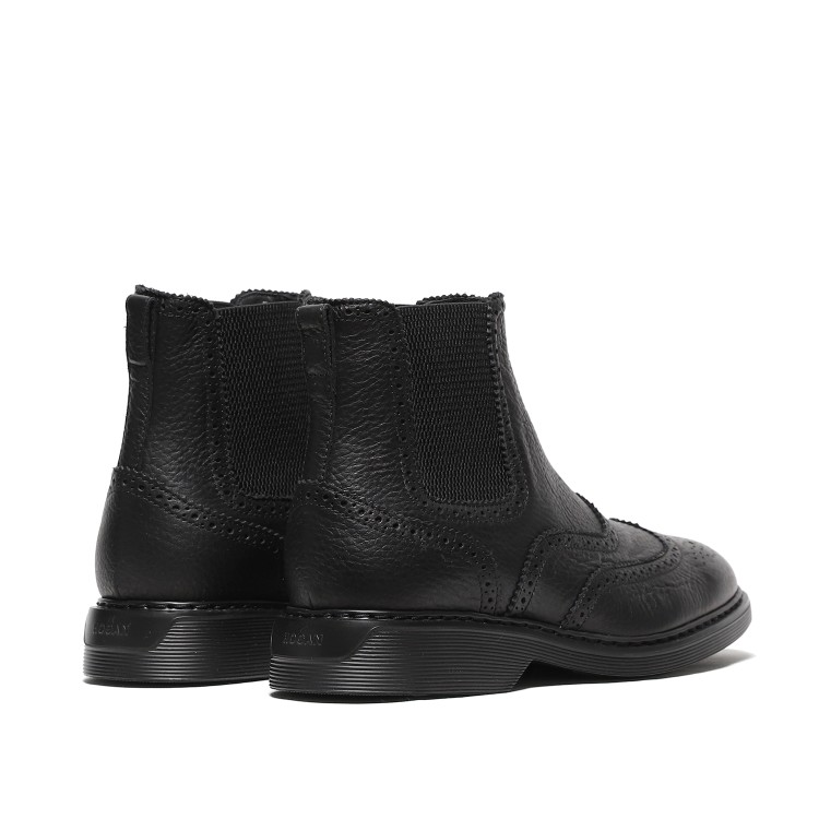 Shop Hogan Hammered Black Leather Ankle Boots