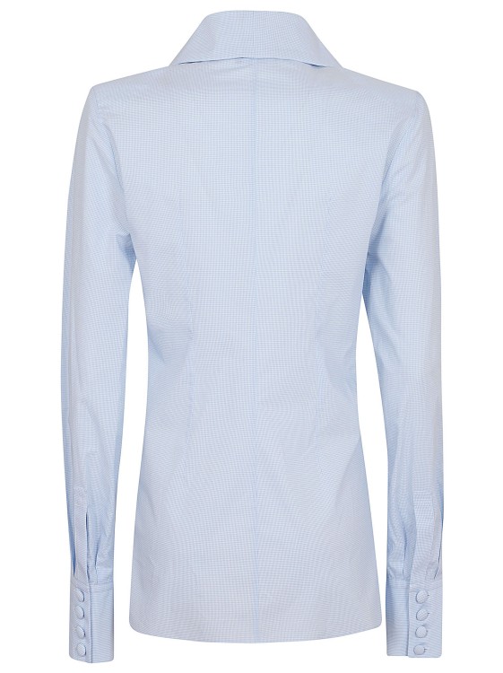 Shop Balmain Mini Vichy Cotton Poplin Shirt In Blue