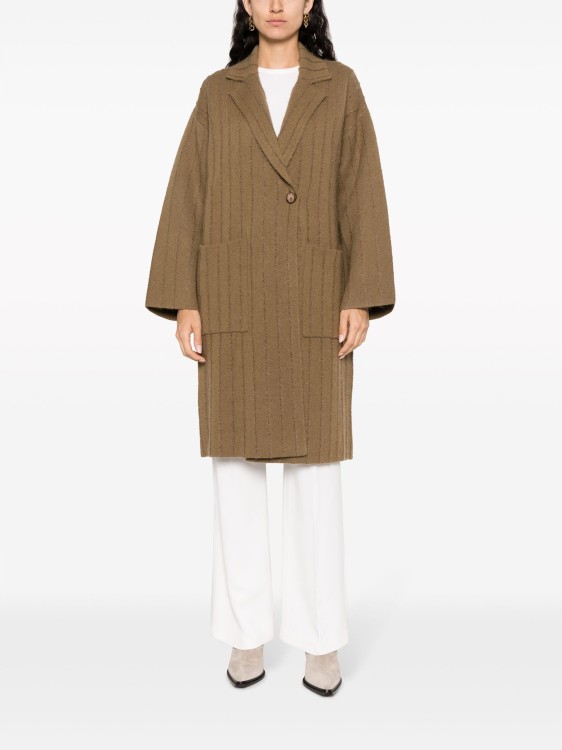 Shop Joseph Brown Striped-knit Coat