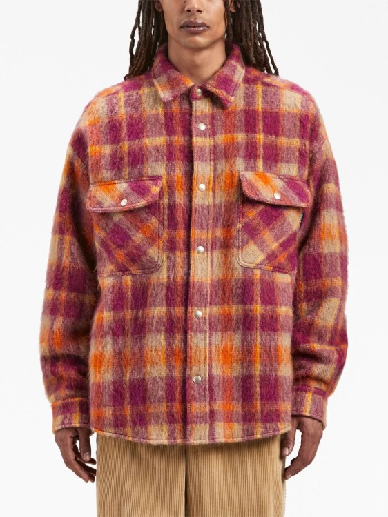 Shop Palm Angels Multicolored Plaid Jacket In Burgundy