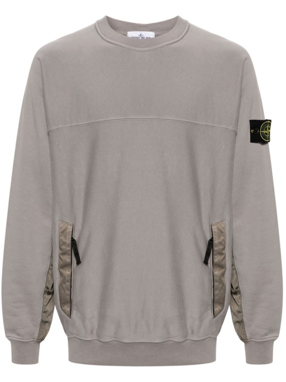 Stone Island Compass-badge Panelled Sweatshirt In Grey