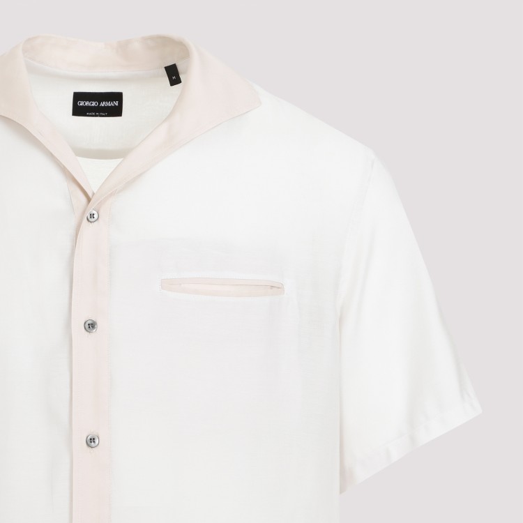 Shop Giorgio Armani Brilliant White Lyocell Shirt