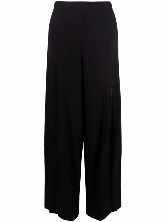 Shop Etro Maxi-slit Wide Leg Trousers In Black