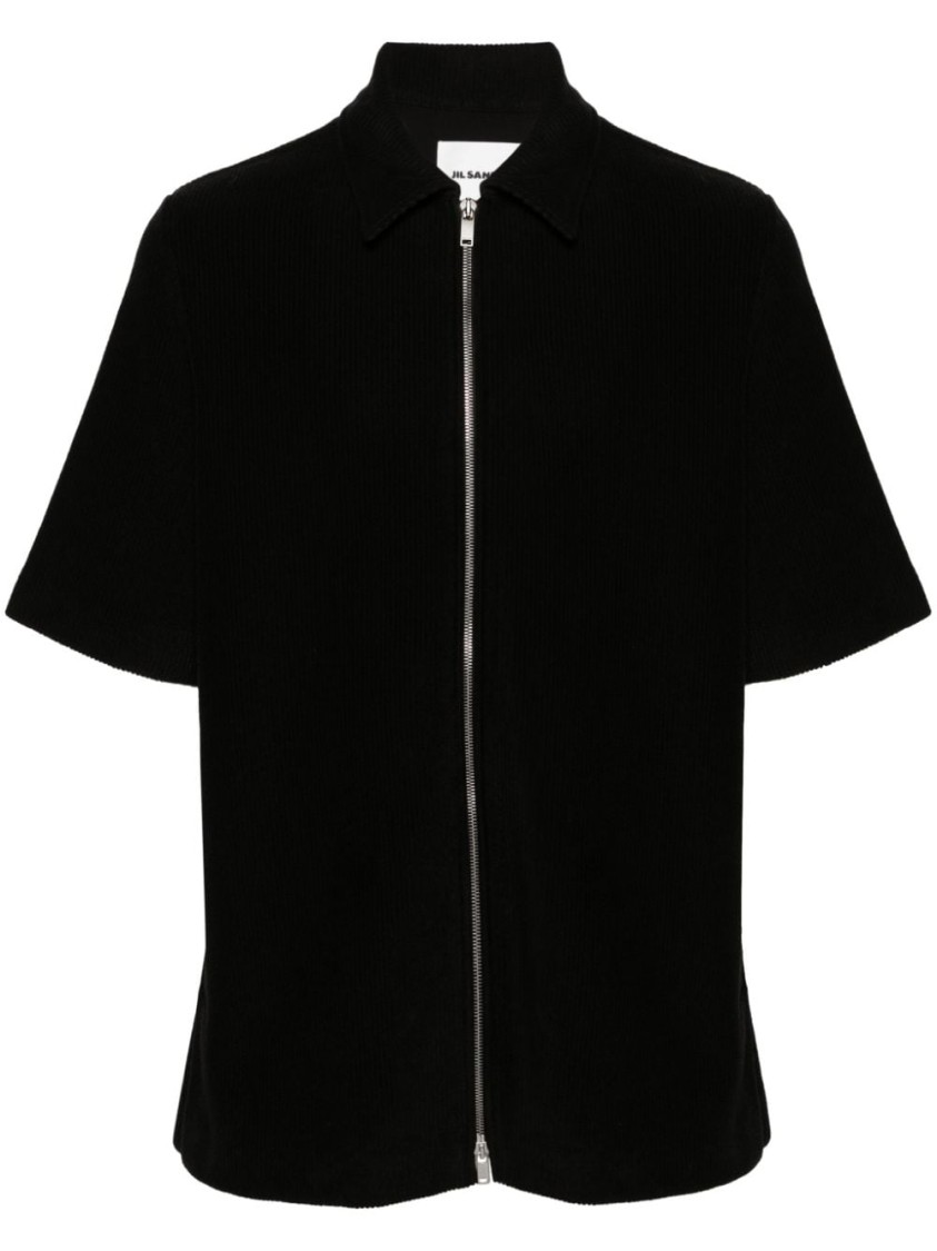 Shop Jil Sander Zip Shirt With Logo In Black