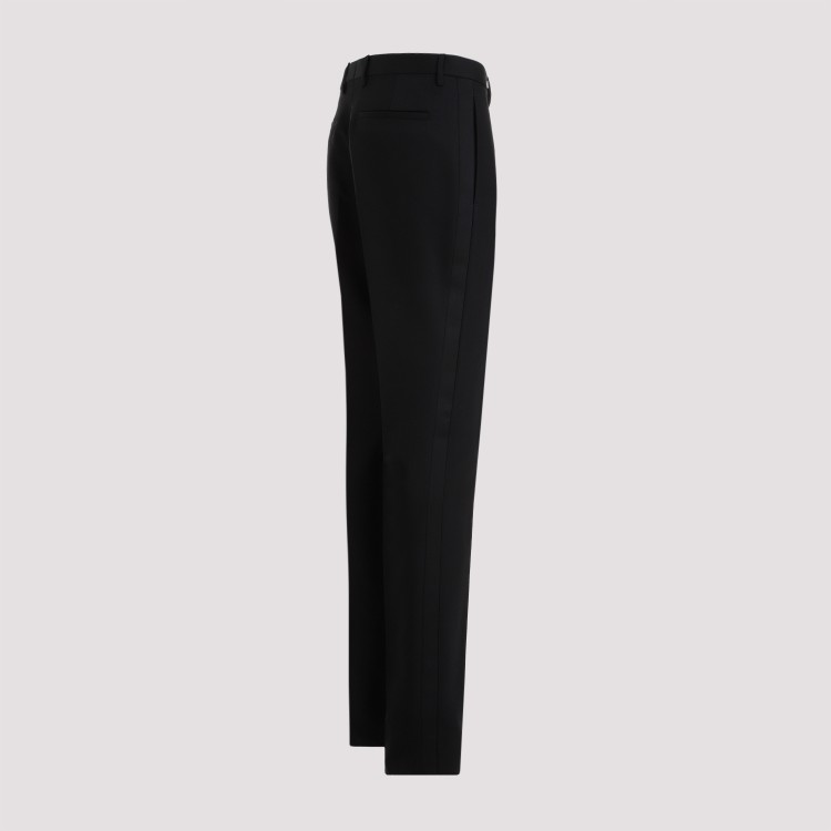 Shop Etro Evening Black Wool Trousers