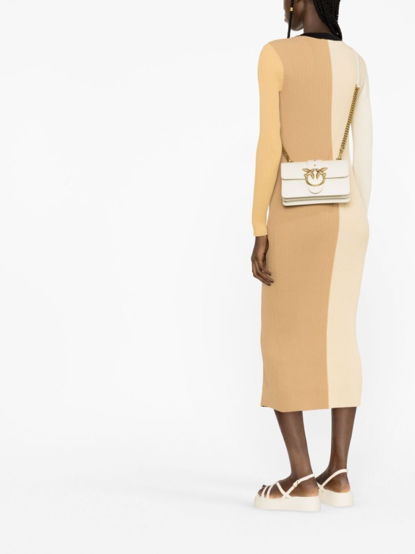 Pinko Leather Shoulder Bag With Elegant Design And Statement Hardware In White
