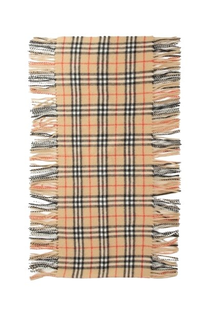 Burberry Check Cachemire Fringed Scarf In Neutrals