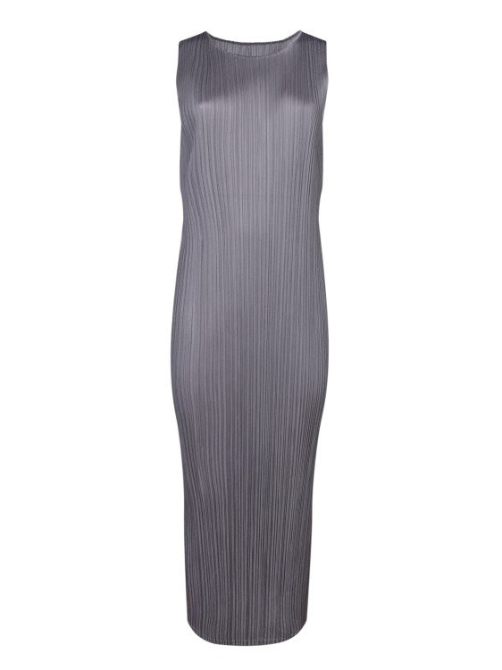 Shop Issey Miyake Pleated Long Dress In Grey