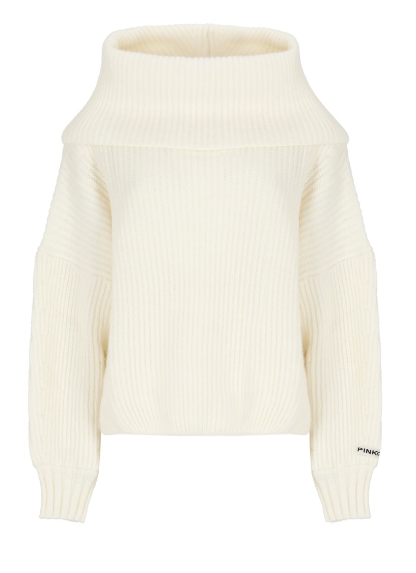 Shop Pinko Mohair Blend Sweater In White