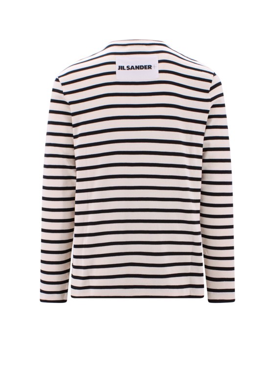 Shop Jil Sander Cotton Sweatshirt With Striped Motif In Neutrals