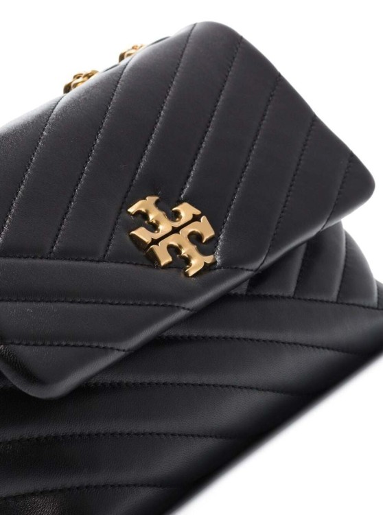 Shop Tory Burch Small 'convertible Kira' Shoulder Bag With Chain In Black Matelassé Chevron Leather