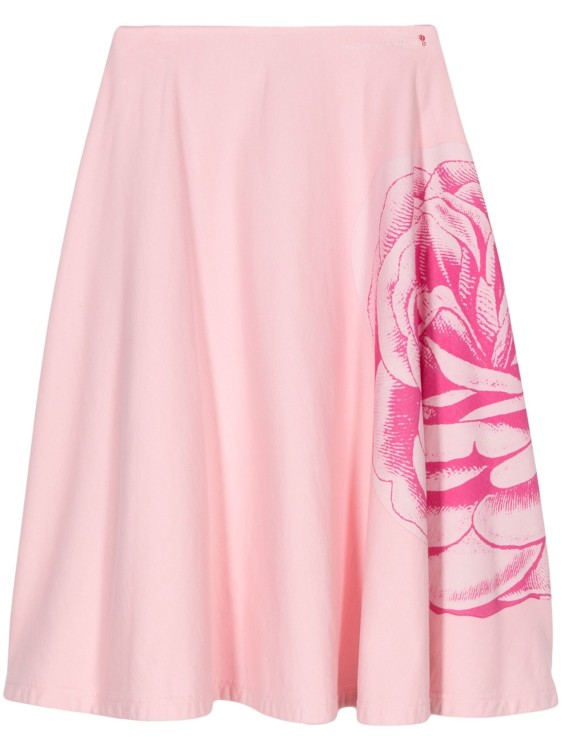 Shop Marni Floral-print Pink Midi Skirt