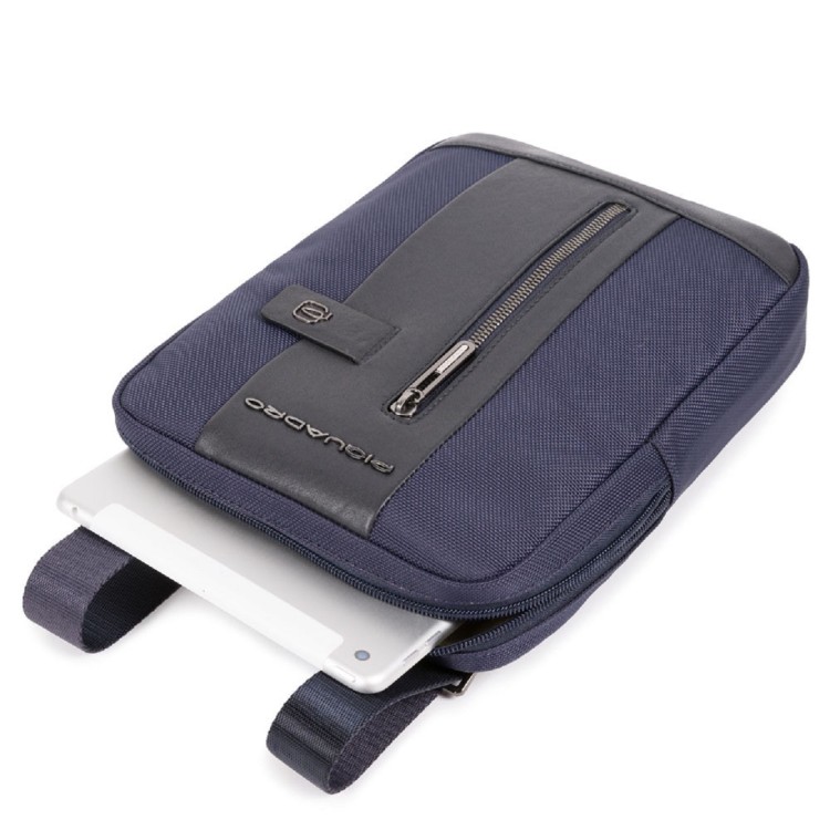 Shop Piquadro Ipad Bag In Recycled Fabric With Pocket In Black