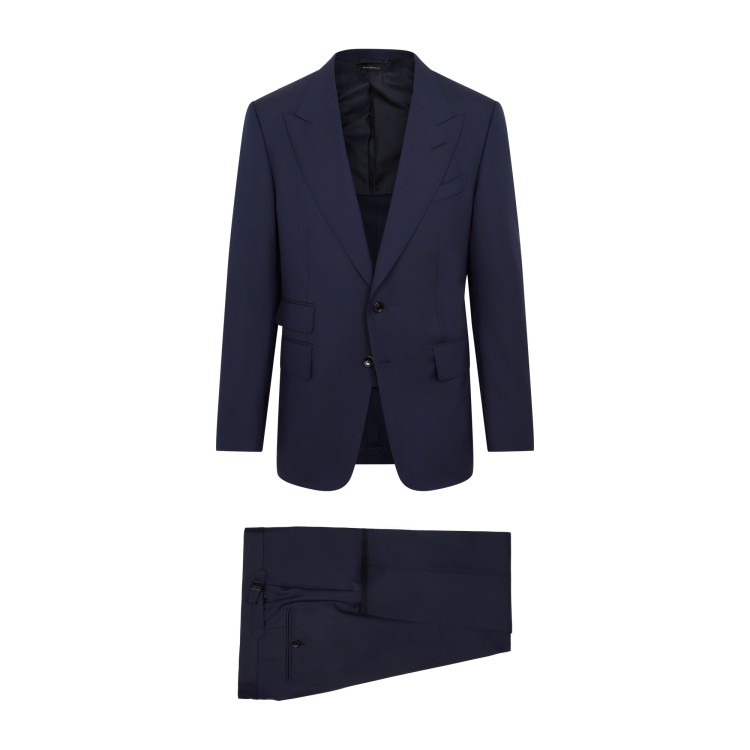 Tom Ford Blue Wool Shelton Suit In Black