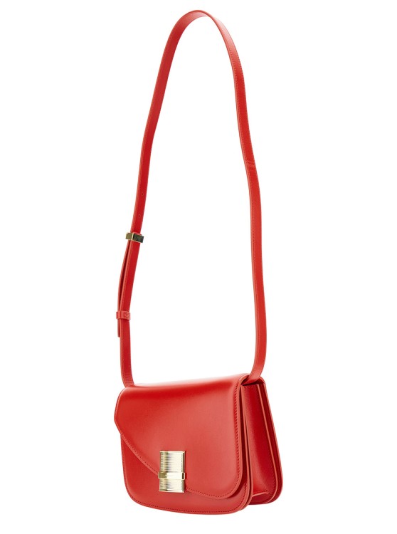 Shop Ferragamo Oyster' Red Asymmetric Crossbody Bag With Logo Detail In Leather