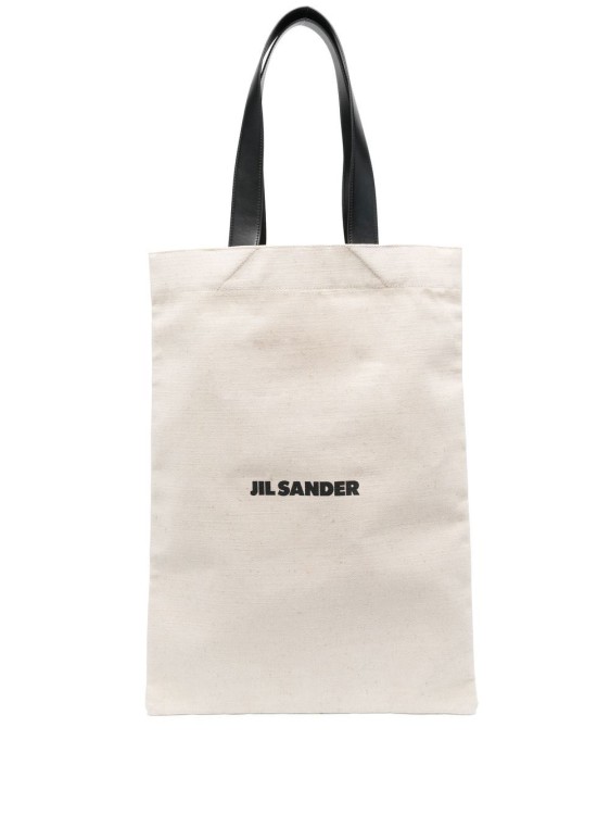 Jil Sander Logo-print Cotton Tote Bag In Neutrals