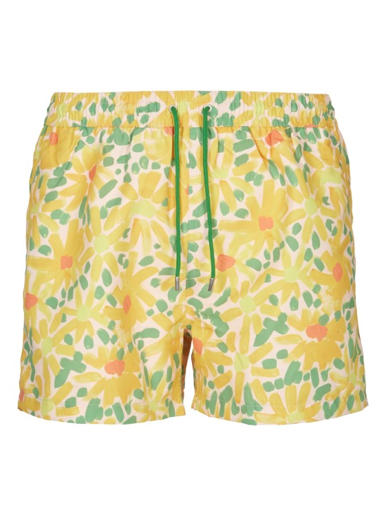 Paul Smith Multicolor Floral Patterned Swimsuit In Gold