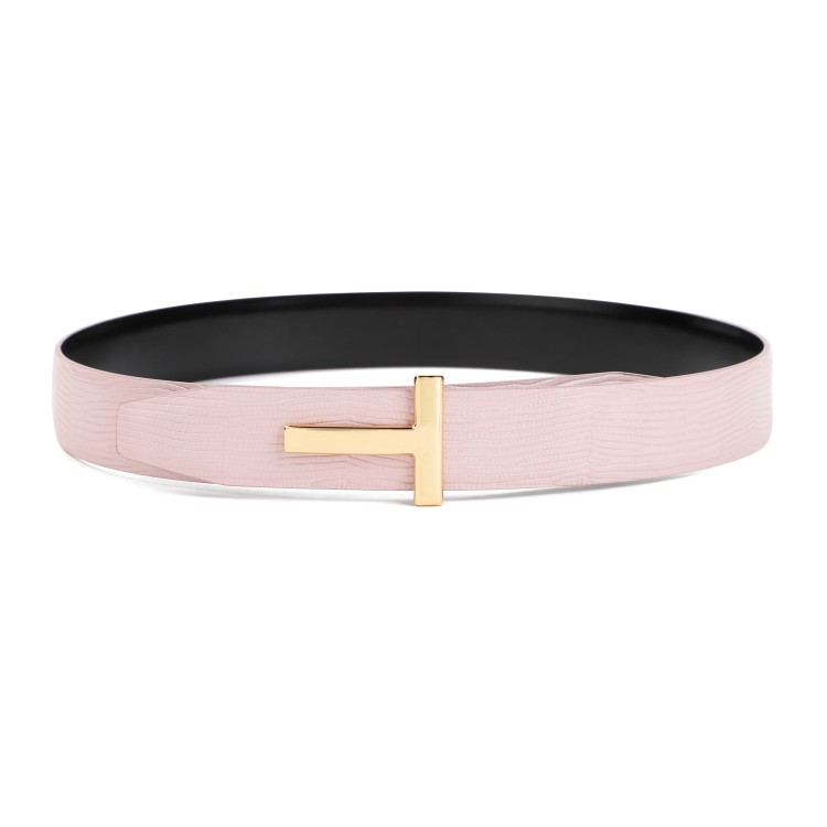 Shop Tom Ford Pastel Pink Calf Leather Belt In Neutrals