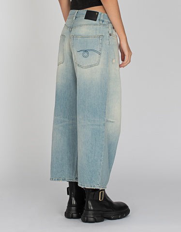 Shop R13 Cropped Wide-leg Jeans In Blue