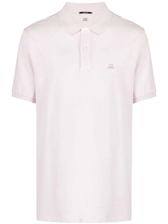 Shop C.p. Company Light Pink Logo-patch Piqué Polo Shirt
