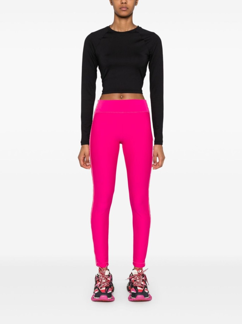 Versace Jeans Couture Logo-trim Leggings In Pink