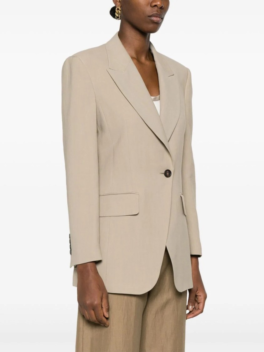 Brunello Cucinelli Peak-lapels Knitted Blazer In Neutrals