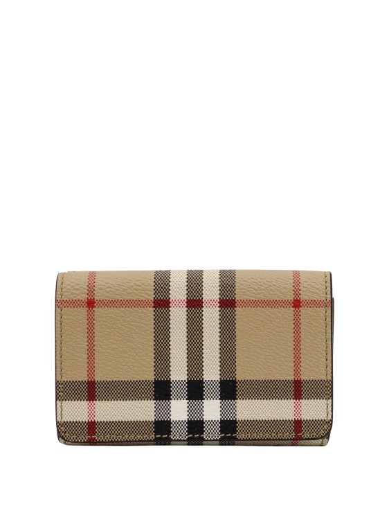 Shop Burberry Coated Canvas Wallet With Check Motif In Brown
