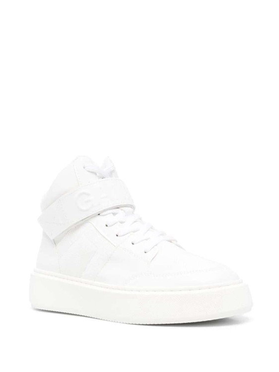 Shop Ganni Touch-strap High-top Sneakers In White