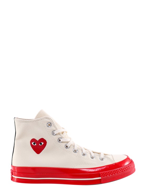 Shop Comme Des Garçons Chuck 70 Cdg Hi Canvas Sneakers With Iconic Heart Print In White