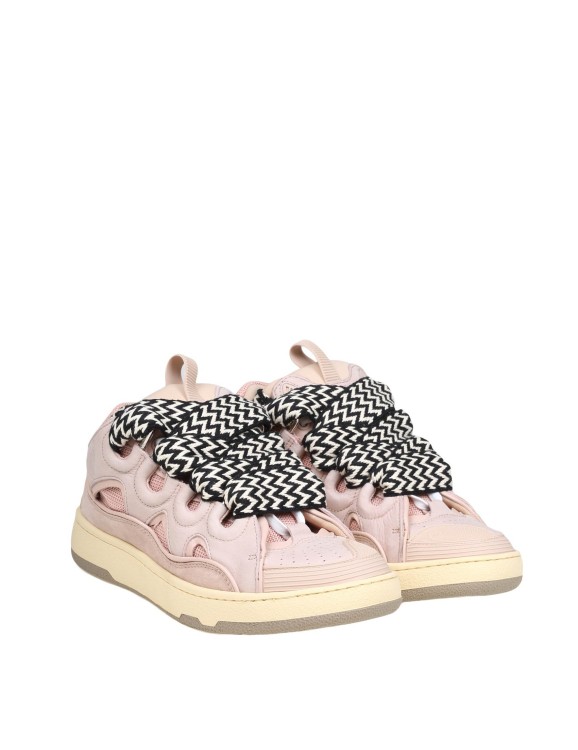 Shop Lanvin Curb Sneakers In White And Pink Leather