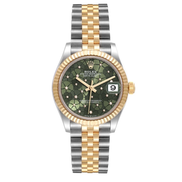 Rolex Datejust Midsize Steel Yellow Gold Diamond Dial Ladies Watch 278273 Unworn In Gray