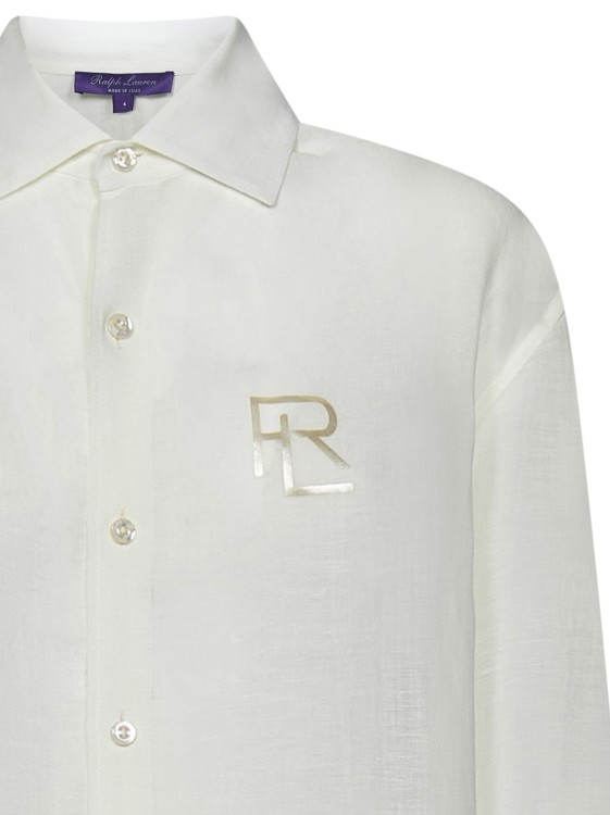 Shop Polo Ralph Lauren Logo Embroidered White Shirt