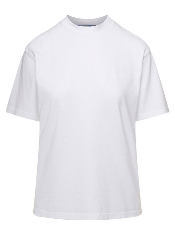 Shop Off-white White Crewneck T-shirt With Tonal Logo And Diag Print In Cotton