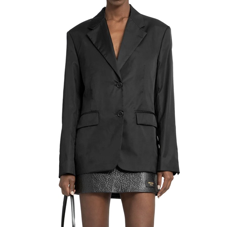 Shop Prada Re-nylon Blazer Jacket In Black