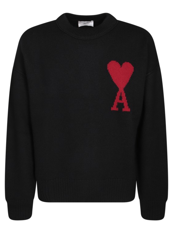 Ami Alexandre Mattiussi Wool Pullover With Signature Logo In Black