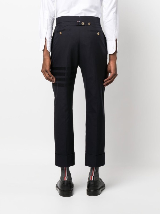 Shop Thom Browne Cropped 4-bar Stripe Wool Trousers In Black