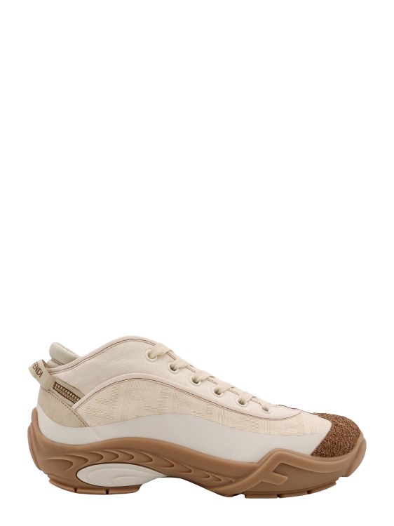 Shop Fendi Canvas Sneakers With All-over Ff Motif In Brown