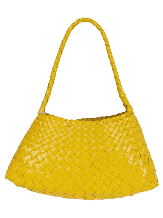 Dragon Woven Leather Shoulder Bag In Yellow