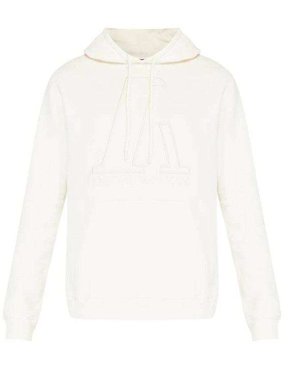 Shop Emporio Armani Logo Hooded Sweatshirt In White