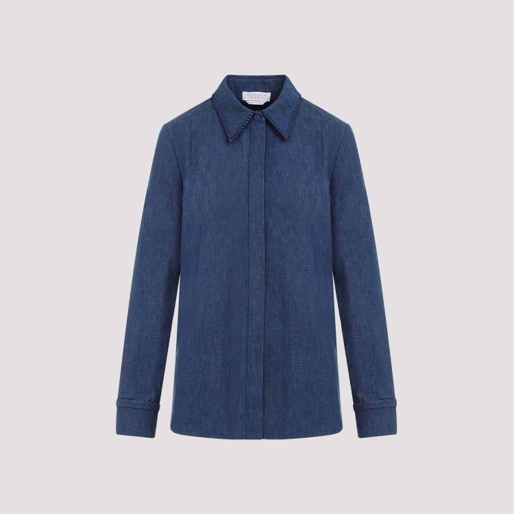 Gabriela Hearst Denim Blue Recycled Cotton Cruz Shirt In Blue