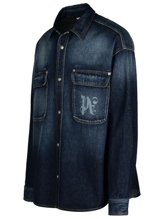 Shop Palm Angels Blue Denim Shirt In Black