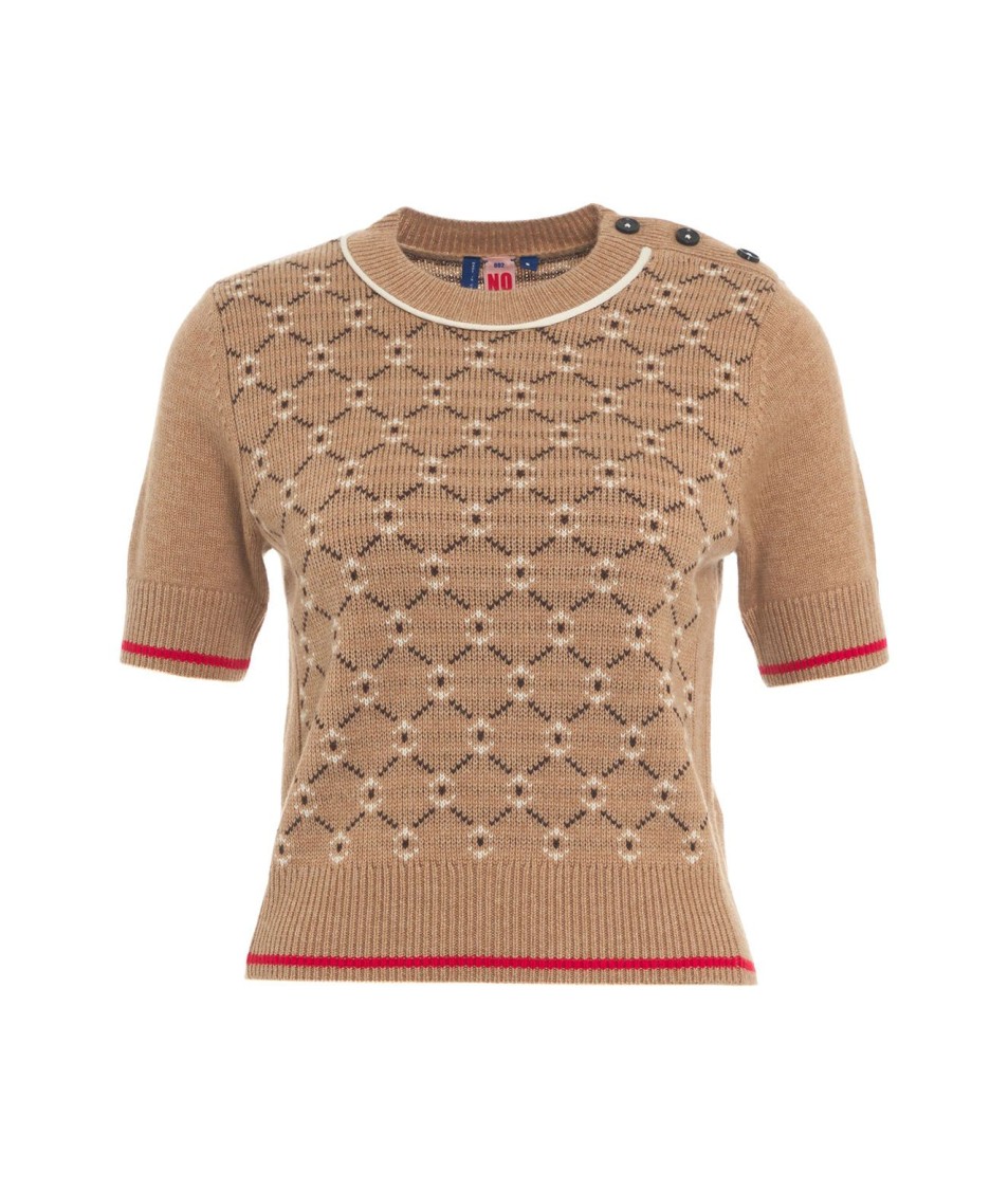 No Name Knit T-shirt In Wool And Cashmere In Brown
