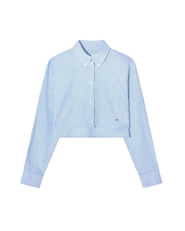 Shop Serena Bute Striped Summer Cropped Shirt - Blue/white